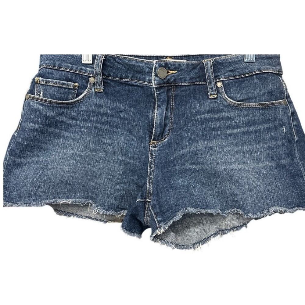 PAIGE Bobby Denim Cutoff Shorts Womens 29 Blue Stretch Raw Hem Jean Shorts
